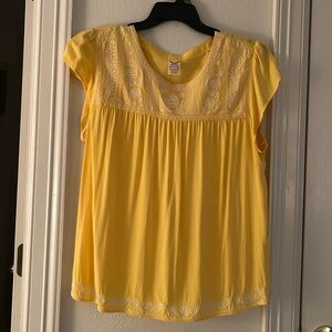 Yellow Embroidered Women's Top